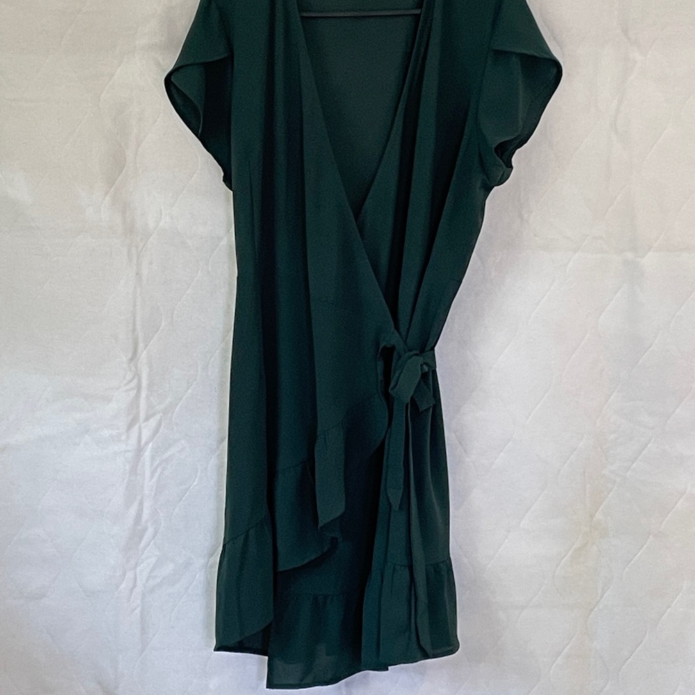 Elegant Green Wrap Dress